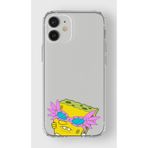 Manitoba iPhone 12 Mini Uyumlu SpongeBob Tasarımlı Şeffaf Telefon Kılıfı, Silikon, Çok Renkli