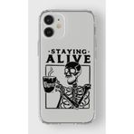Manitoba iPhone 12 Mini Uyumlu Staying Alive Tasarımlı Şeffaf Telefon Kılıfı