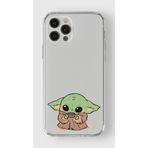 Manitoba iPhone 12 Pro Max Uyumlu Baby Yoda Tasarımlı Şeffaf Telefon Kılıfı, Silikon, Çok Renkli
