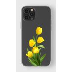 Manitoba iPhone 12 Pro Max Uyumlu Baskılı Yumuşak Silikon Şeffaf Telefon Kılıfı, Sarı Çiçek Deseni