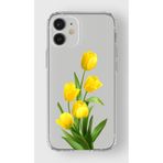 Manitoba iPhone 12 Uyumlu Sarı Lale Tasarımlı Şeffaf Telefon Kılıfı