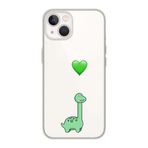 Manitoba iPhone 13 Mini Uyumlu Baskılı Yumuşak Silikon Şeffaf Telefon Kılıfı, Dinozor ve Kalp Deseni