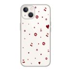 Manitoba iPhone 14 Plus ile Uyumlu Baskılı Yumuşak Silikon Şeffaf Telefon Kılıfı, Kalp ve Dudak Deseni