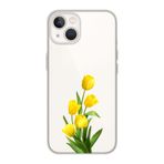 Manitoba iPhone 14 Plus Uyumlu Sarı Lale Tasarımlı Şeffaf Telefon Kılıfı