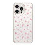 Manitoba iPhone 14 Pro Max ile Uyumlu Baskılı Yumuşak Silikon Şeffaf Telefon Kılıfı, Pembe Çiçek ve Kalp Deseni