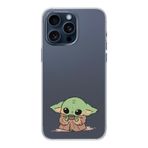 Manitoba iPhone 14 Pro Max Uyumlu Baby Yoda Tasarımlı Baskılı Şeffaf Silikon Telefon Kılıfı