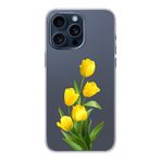 Manitoba iPhone 14 Pro Max Uyumlu Sarı Lale Tasarımlı Şeffaf Telefon Kılıfı