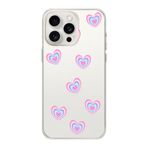 Manitoba iPhone 14 Pro Uyumlu Baskılı Yumuşak Silikon Şeffaf Telefon Kılıfı, Renkli Kalp Deseni