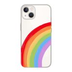 Manitoba iPhone 15 Plus ile Uyumlu Baskılı Yumuşak Silikon Şeffaf Telefon Kılıfı, Gökkuşağı Desen