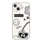 Manitoba iPhone 15 Plus ile Uyumlu Baskılı Yumuşak Silikon Şeffaf Telefon Kılıfı, Good Luck Happy Desen