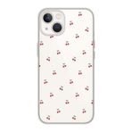 Manitoba iPhone 15 Plus ile Uyumlu Baskılı Yumuşak Silikon Şeffaf Telefon Kılıfı, Kiraz Deseni