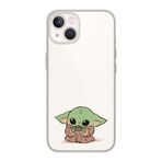 Manitoba iPhone 15 Plus Uyumlu Baby Yoda Tasarımlı Baskılı Şeffaf Telefon Kılıfı