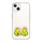 Manitoba iPhone 15 Plus Uyumlu Baskılı Yumuşak Silikon Şeffaf Telefon Kılıfı, Avokado Deseni