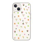 Manitoba iPhone 15 Plus Uyumlu Baskılı Yumuşak Silikon Şeffaf Telefon Kılıfı, Çiçek ve Arı Deseni