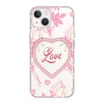 Manitoba iPhone 15 Plus Uyumlu Baskılı Yumuşak Silikon Şeffaf Telefon Kılıfı, Love Deseni