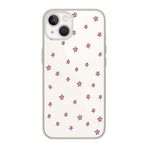 Manitoba iPhone 15 Plus Uyumlu Baskılı Yumuşak Silikon Şeffaf Telefon Kılıfı, Pembe Yıldız Desen