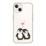 Manitoba iPhone 15 Plus Uyumlu Baskılı Yumuşak Silikon Şeffaf Telefon Kılıfı, Penguen Deseni