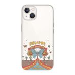 Manitoba iPhone 15 Plus Uyumlu Believe Tasarımlı Şeffaf Telefon Kılıfı, Çok Renkli