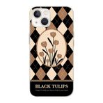 Manitoba iPhone 15 Plus Uyumlu Black Tulips Tasarımlı Şeffaf Telefon Kılıfı, Çok Renkli