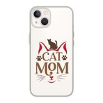 Manitoba iPhone 15 Plus Uyumlu Cat Mom Tasarımlı Şeffaf Telefon Kılıfı, Silikon, Çok Renkli