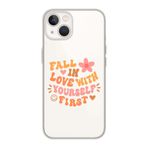 Manitoba iPhone 15 Plus Uyumlu Fall In Love Tasarımlı Şeffaf Telefon Kılıfı, Çok Renkli