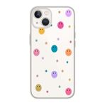 Manitoba iPhone 15 Plus Uyumlu Gülen Yüz ve Yıldızlar Tasarımlı Baskılı Şeffaf Telefon Kılıfı