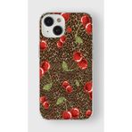 Manitoba iPhone 15 Plus Uyumlu Leopar ve Kiraz Tasarımlı Baskılı Şeffaf Telefon Kılıfı