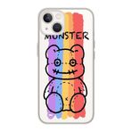 Manitoba iPhone 15 Plus Uyumlu Monster Tasarımlı Şeffaf Telefon Kılıfı, Çok Renkli