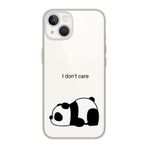 Manitoba iPhone 15 Plus Uyumlu Panda Tasarımlı Şeffaf Telefon Kılıfı, Silikon, Çok Renkli