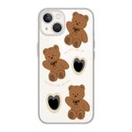 Manitoba iPhone 15 Plus Uyumlu Sevimli Ayıcık Tasarımlı Şeffaf Telefon Kılıfı, Çok Renkli
