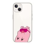 Manitoba iPhone 15 Plus Uyumlu Sevimli Domuz Tasarımlı Baskılı Şeffaf Telefon Kılıfı