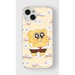 Manitoba iPhone 15 Plus Uyumlu SpongeBob Tasarımlı Baskılı Şeffaf Silikon Telefon Kılıfı