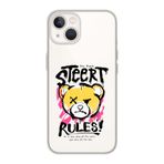 Manitoba iPhone 15 Plus Uyumlu Street Rules Tasarımlı Şeffaf Telefon Kılıfı, Silikon, Çok Renkli