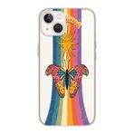 Manitoba iPhone 15 Plus Uyumlu Sunkissed Tasarımlı Şeffaf Telefon Kılıfı, Çok Renkli, Silikon