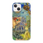 Manitoba iPhone 15 Plus Uyumlu Van Gogh Tasarımlı Şeffaf Telefon Kılıfı, Silikon, Çok Renkli
