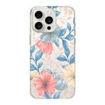Manitoba iPhone 15 Pro ile Uyumlu Baskılı Yumuşak Silikon Şeffaf Telefon Kılıfı, Çiçek Deseni