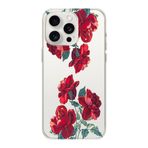 Manitoba iPhone 15 Pro Max ile Uyumlu Baskılı Yumuşak Silikon Şeffaf Telefon Kılıfı, Çiçek Desen