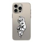Manitoba iPhone 15 Pro Max ile Uyumlu Kuru Kafa Tasarımlı Baskılı Şeffaf Silikon Telefon Kılıfı