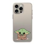 Manitoba iPhone 15 Pro Max Uyumlu Baby Yoda Tasarımlı Baskılı Şeffaf Telefon Kılıfı