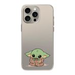 Manitoba iPhone 15 Pro Max Uyumlu Baby Yoda Tasarımlı Şeffaf Telefon Kılıfı, Silikon, Çok Renkli