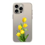 Manitoba iPhone 15 Pro Uyumlu Sarı Lale Tasarımlı Şeffaf Telefon Kılıfı, Silikon