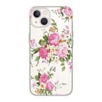Manitoba iPhone 15 Uyumlu Baskılı Yumuşak Silikon Şeffaf Telefon Kılıfı, Çiçek Desen