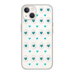 Manitoba iPhone 15 Uyumlu Baskılı Yumuşak Silikon Şeffaf Telefon Kılıfı, Turkuaz Kalp Deseni