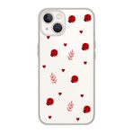 Manitoba iPhone 15 Uyumlu Baskılı Yumuşak Silikon Şeffaf Telefon Kılıfı, Uğur Böceği ve Kalp Deseni