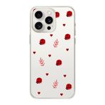 Manitoba iPhone 16 Pro Max ile Uyumlu Baskılı Yumuşak Silikon Şeffaf Telefon Kılıfı, Uğur Böceği ve Kalp Deseni