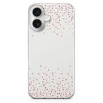 Manitoba iPhone 16 Uyumlu Baskılı Yumuşak Silikon Şeffaf Telefon Kılıfı, Kırmızı Kalp Deseni