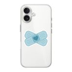 Manitoba iPhone 16 Uyumlu Kalp Yara Bandı Tasarımlı Şeffaf Telefon Kılıfı, Silikon, Çok Renkli