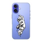 Manitoba iPhone 16 Uyumlu Kuru Kafa Tasarımlı Baskılı Şeffaf Silikon Telefon Kılıfı