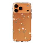 Manitoba iPhone 17 Pro Max Uyumlu Baskılı Yumuşak Silikon Şeffaf Telefon Kılıfı, Çiçek Deseni, Turuncu