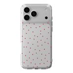 Manitoba iPhone 17 Pro Max Uyumlu Baskılı Yumuşak Silikon Şeffaf Telefon Kılıfı, Kırmızı Kalp Deseni